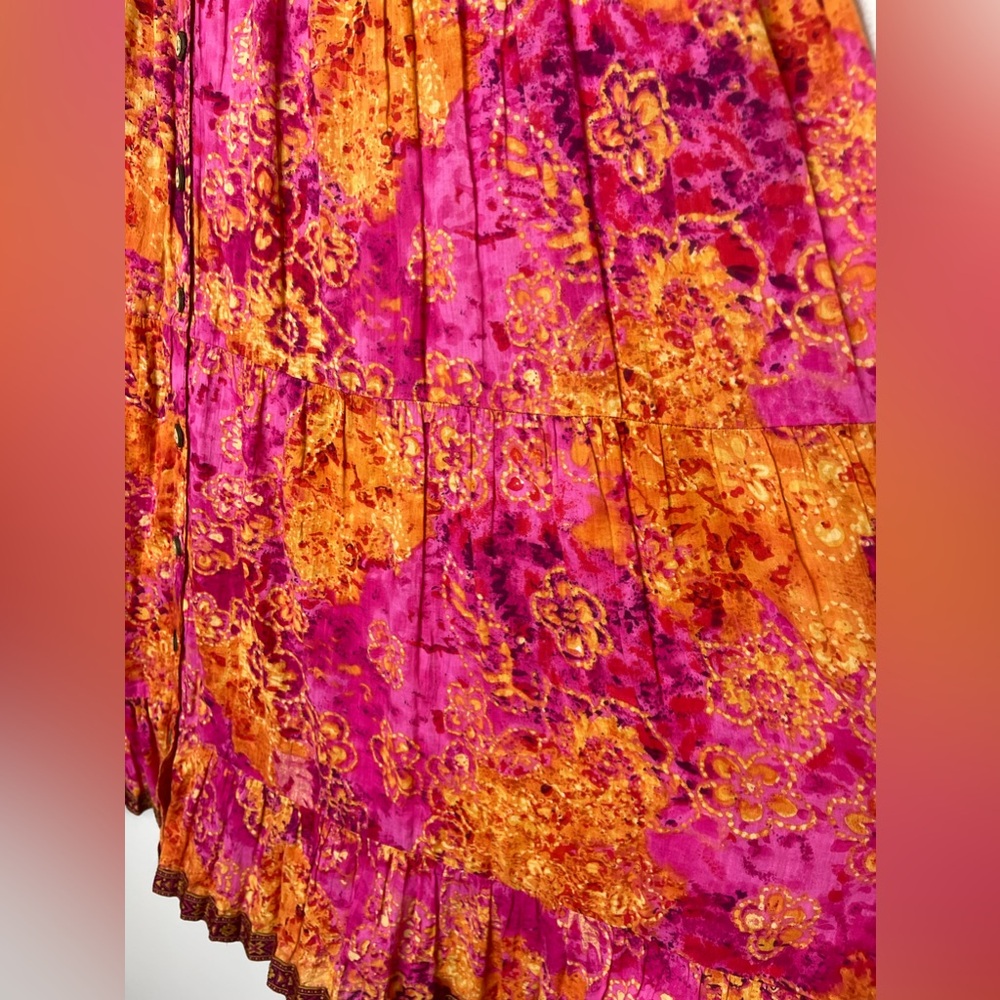 St. John's Bay Floral Print Tiered Maxi Skirt Size 6 Y2K VintageCore Boho Hippie - Picture 2 of 7